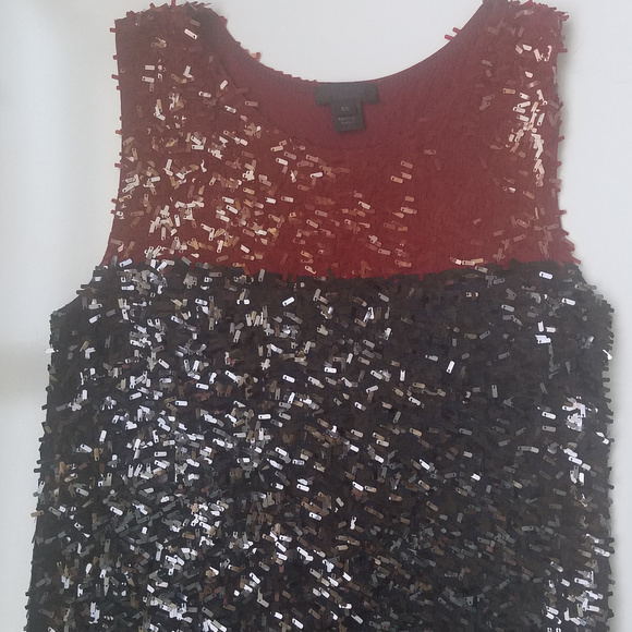 J.CREW COLLECTION SEQUIN COLORBLOCK TOP XS EUC - Picture 2 of 4